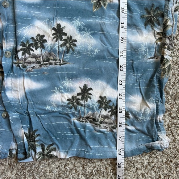 Campos Moda Tropical Escape Blue Palm Shirt Button Down Hawaiian Beach Vacation - Picture 6 of 6